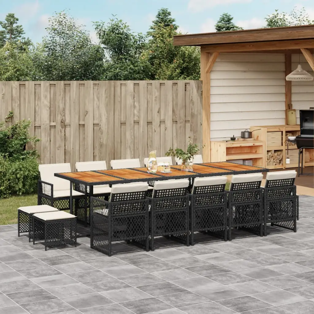 Ensemble à manger de jardin 15 pcs coussins noir résine tressée vidaXL 3210819