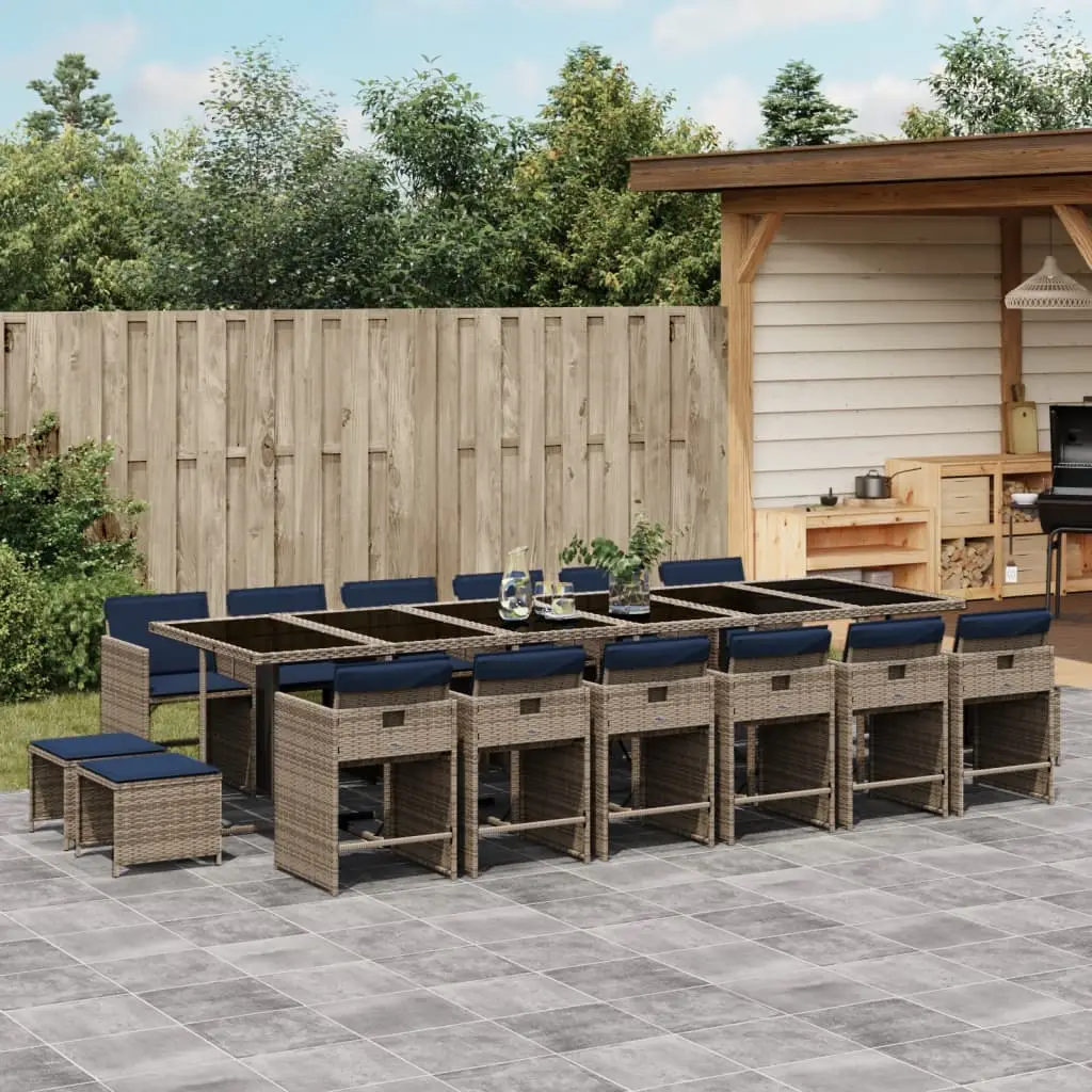 Ensemble à manger de jardin 17 pcs et coussins résine tressée vidaXL 3277956