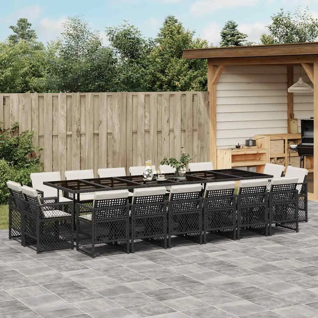 Ensemble à manger de jardin 17 pcs coussins noir résine tressée vidaXL 3210882