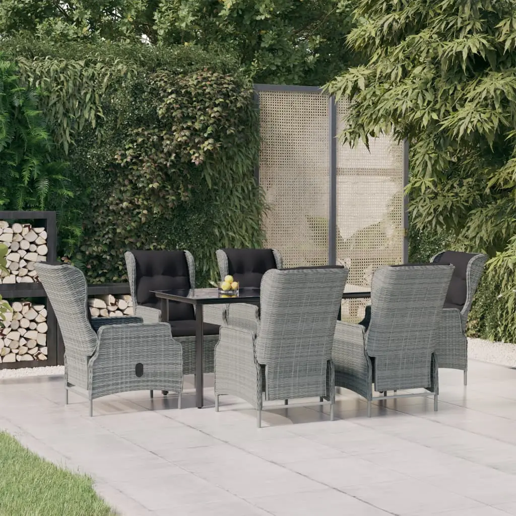 Ensemble à manger de jardin 7 pcs Gris clair Résine tressée vidaXL 3156795