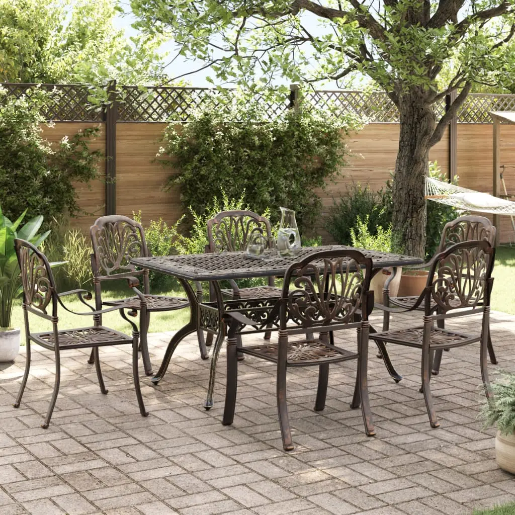 Ensemble à manger de jardin 7 pcs bronze aluminium coulé vidaXL 3216312
