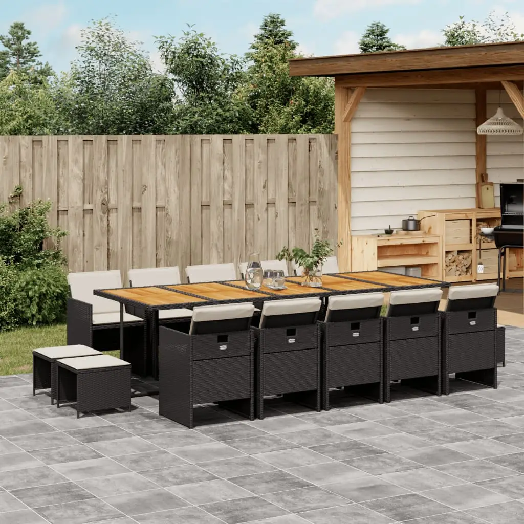 Ensemble à manger de jardin 15 pcs coussins noir résine tressée vidaXL 3210639