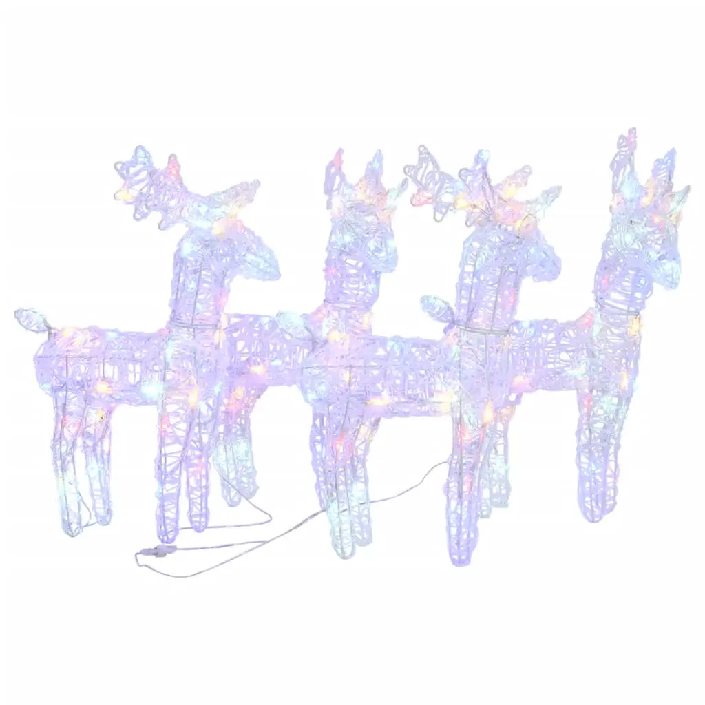 Décoration lumineuse de Noël – Décoration pour Noël – Rennes de Noël 4 pcs 160 LED Multicolore Acrylique