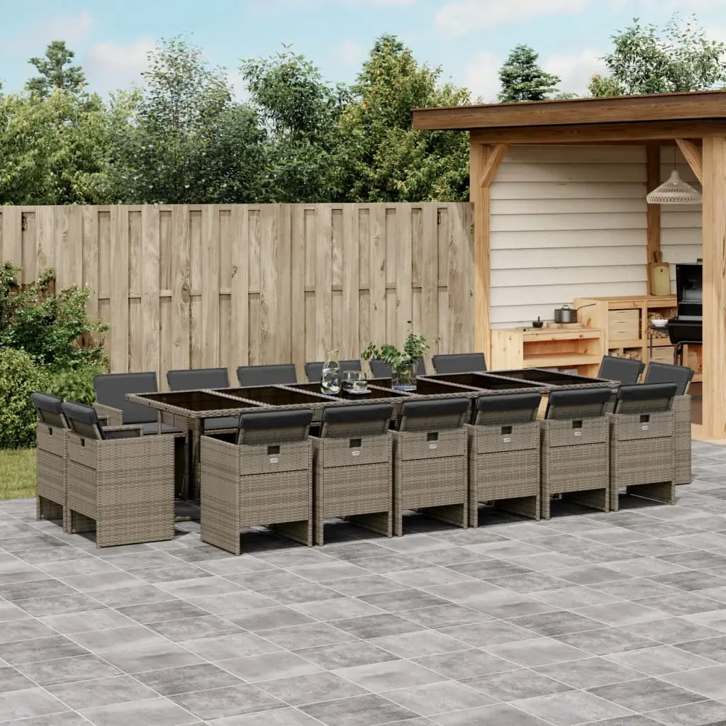 Ensemble à manger de jardin 17 pcs et coussins résine tressée vidaXL 3210704