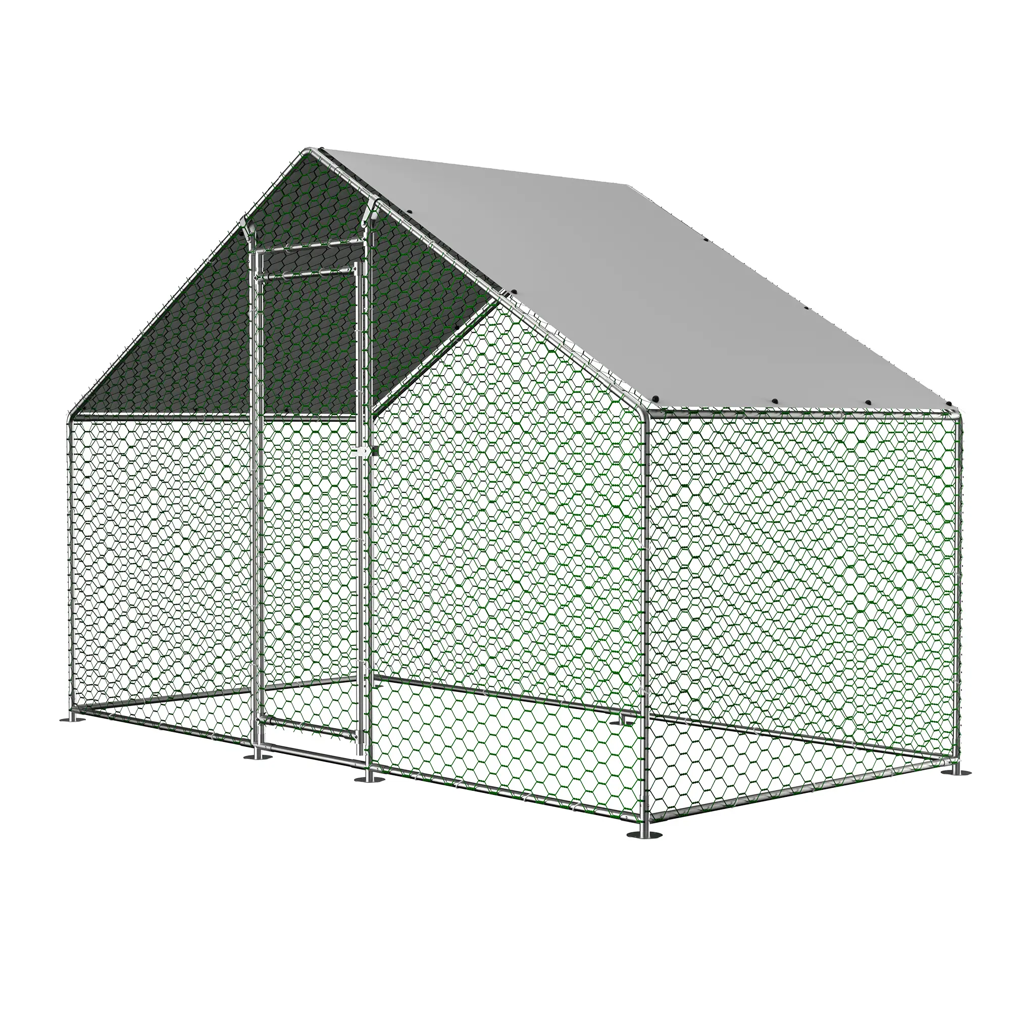 Enclos volailles extérieur 303 x 157 x 200 cm métal galvanisé et PE – PANGIVO