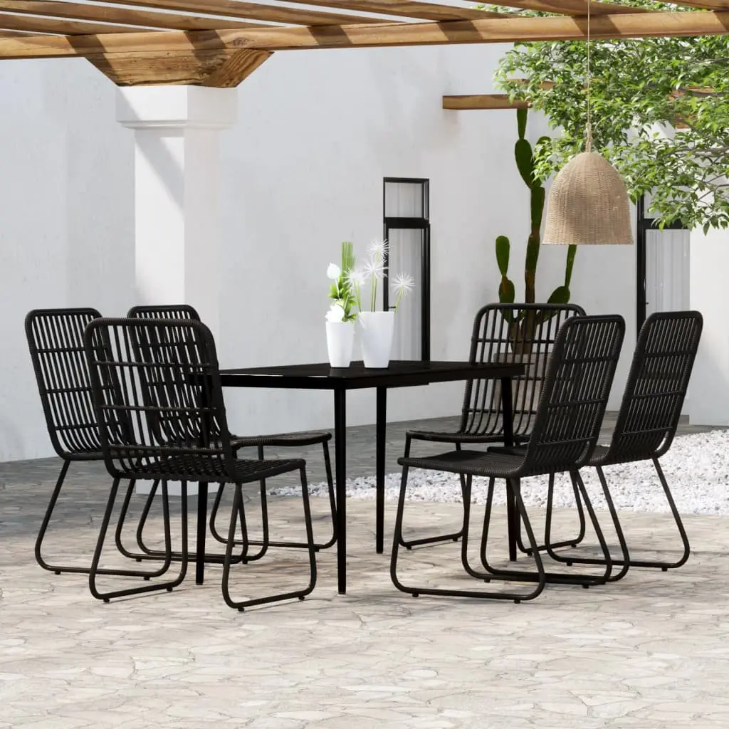 Ensemble à manger de jardin 7 pcs Noir vidaXL 3099182