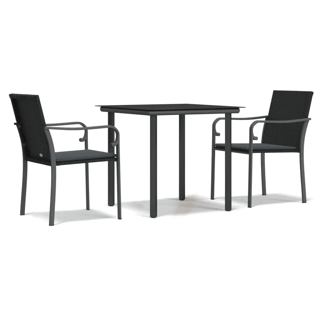 Ensemble à manger de jardin 3 pcs | Mobilier d’extérieur coussins résine tressée acier Maison Chic