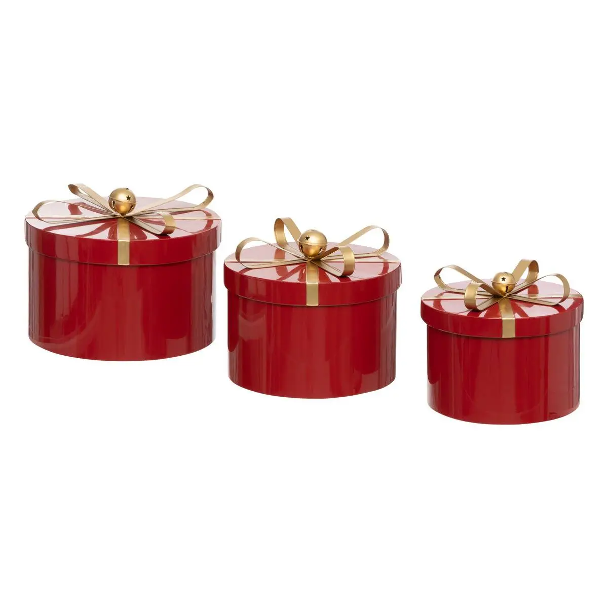 BOITES RONDES METAL ROUGE X3 ATMOSPHERA CREATEUR D’INTERIEUR