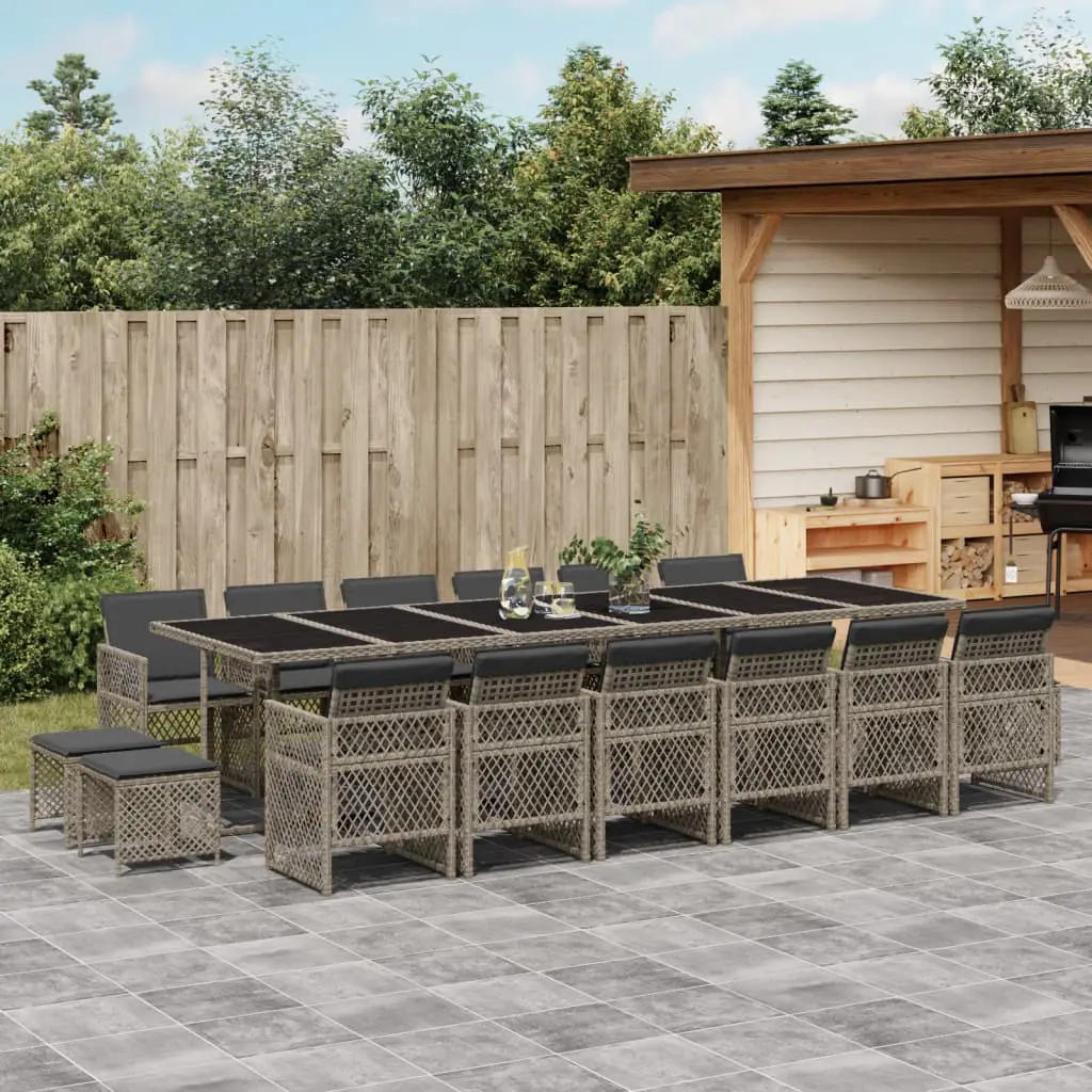 Ensemble à manger de jardin 17 pcs et coussins résine tressée vidaXL 3210824