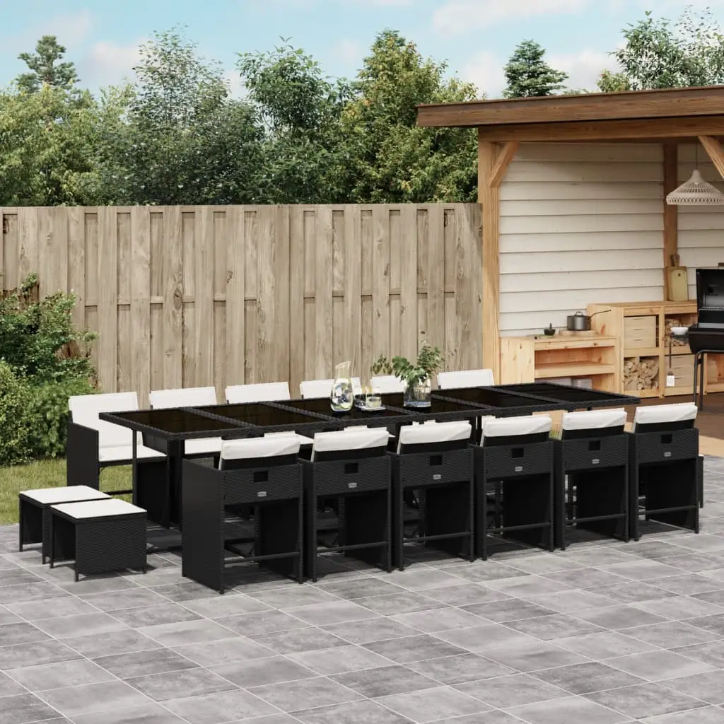 Ensemble à manger de jardin 17 pcs coussins noir résine tressée vidaXL 3277949