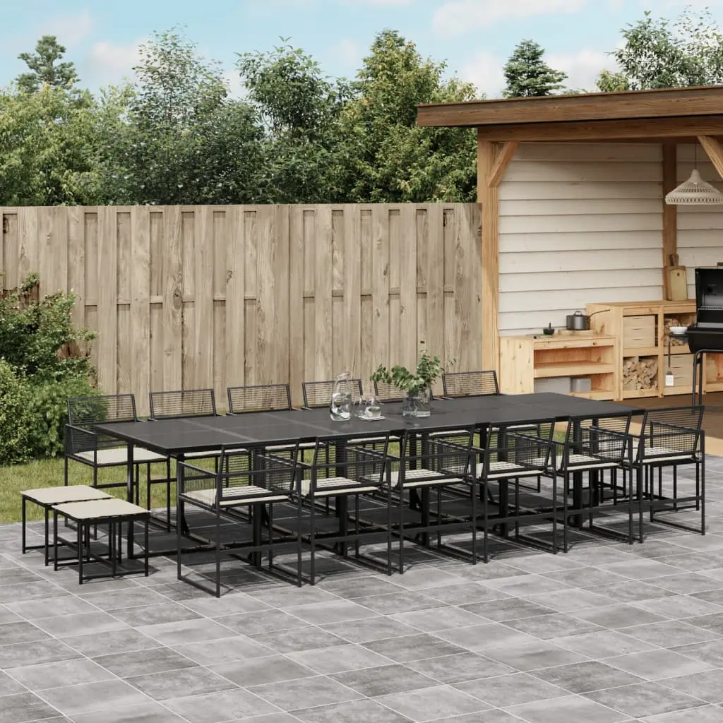 Ensemble à manger de jardin 17 pcs coussins noir résine tressée vidaXL 3295022