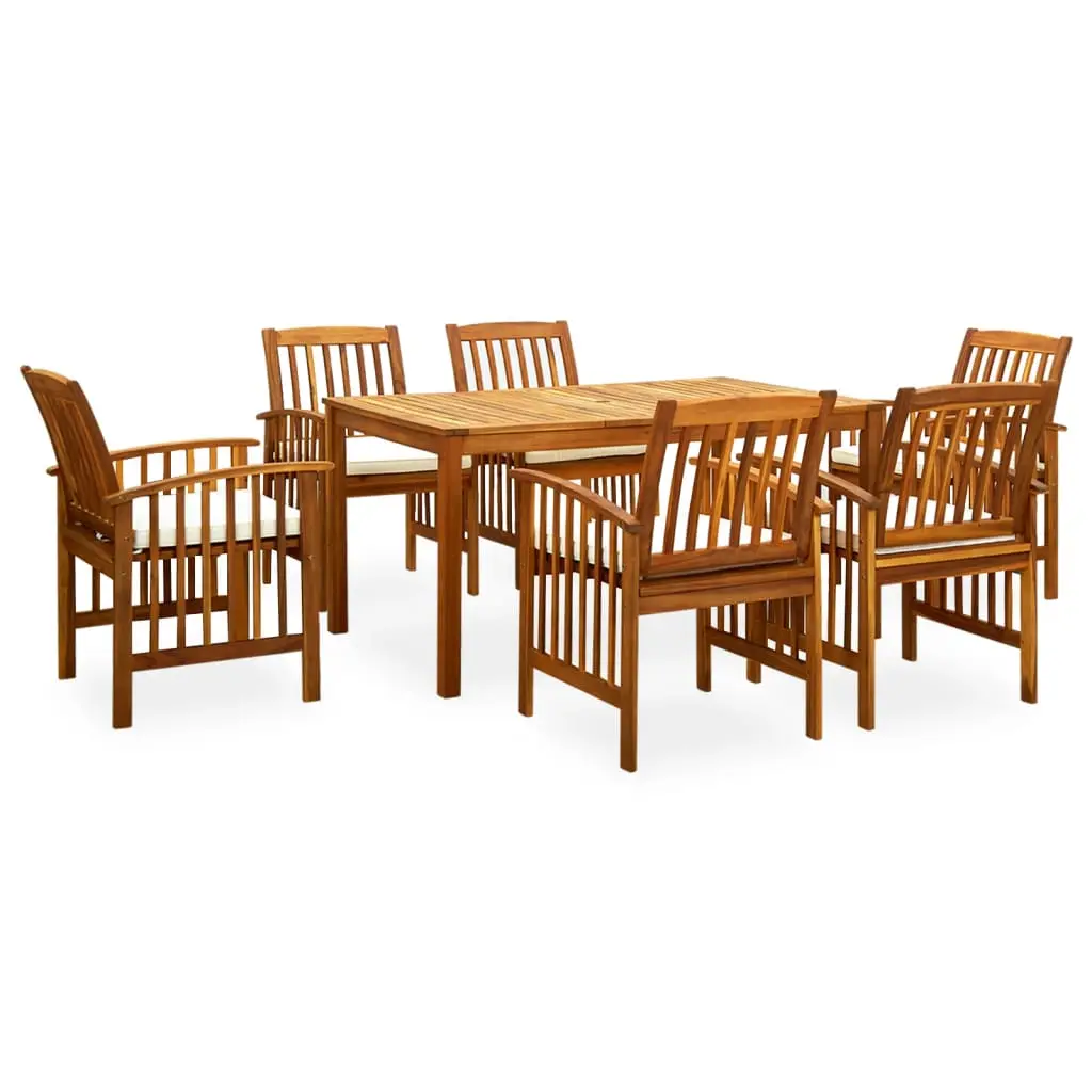 Ensemble à manger de jardin 7 pcs avec coussins Acacia solide vidaXL 3058087