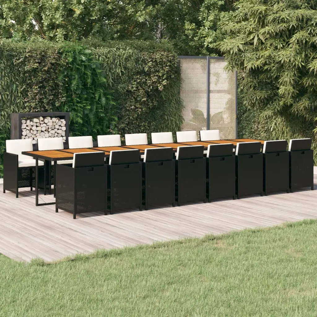 Ensemble à manger de jardin 17 pcs coussins noir résine tressée vidaXL 3095680