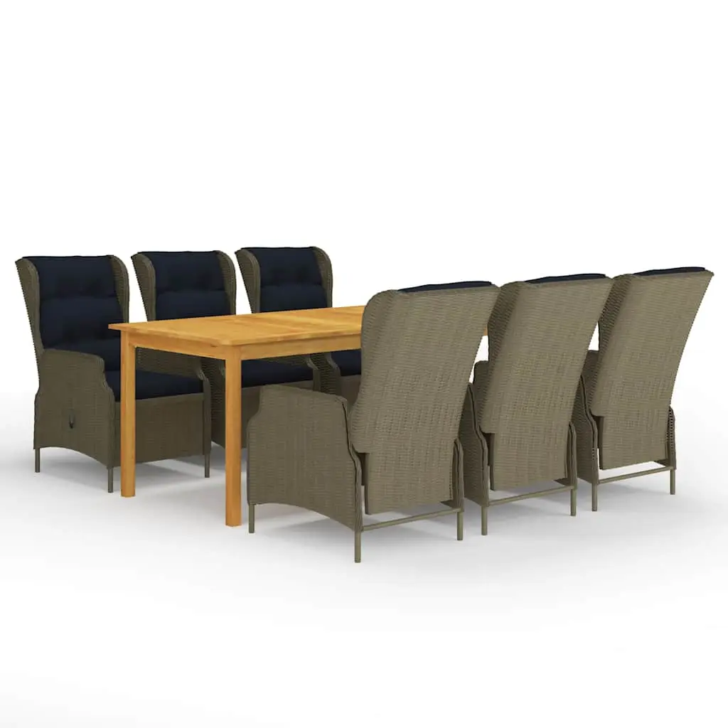 Ensemble à manger de jardin 7 pcs Marron vidaXL 3067934