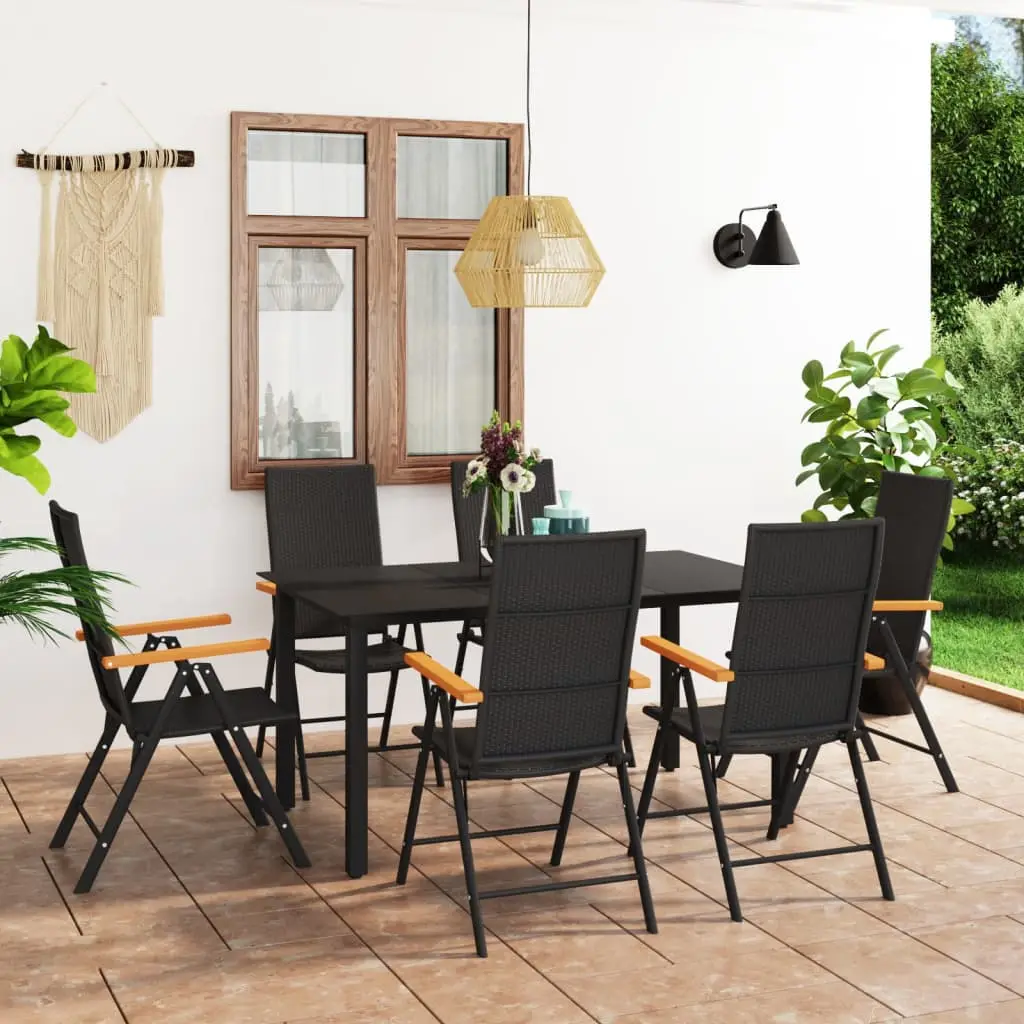 Ensemble à manger de jardin 7 pcs noir et marron vidaXL 3060073
