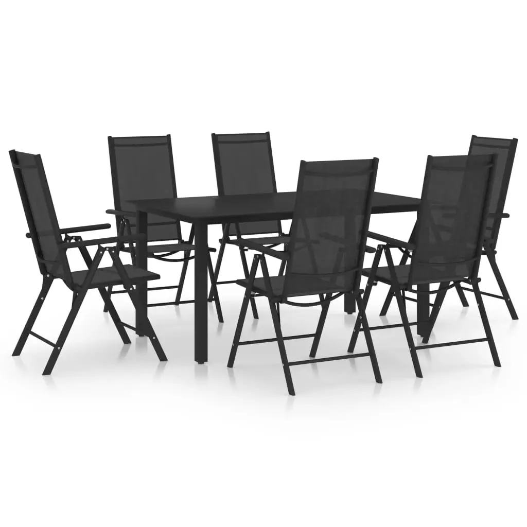 Ensemble à manger de jardin 7 pcs aluminium noir vidaXL 3070635