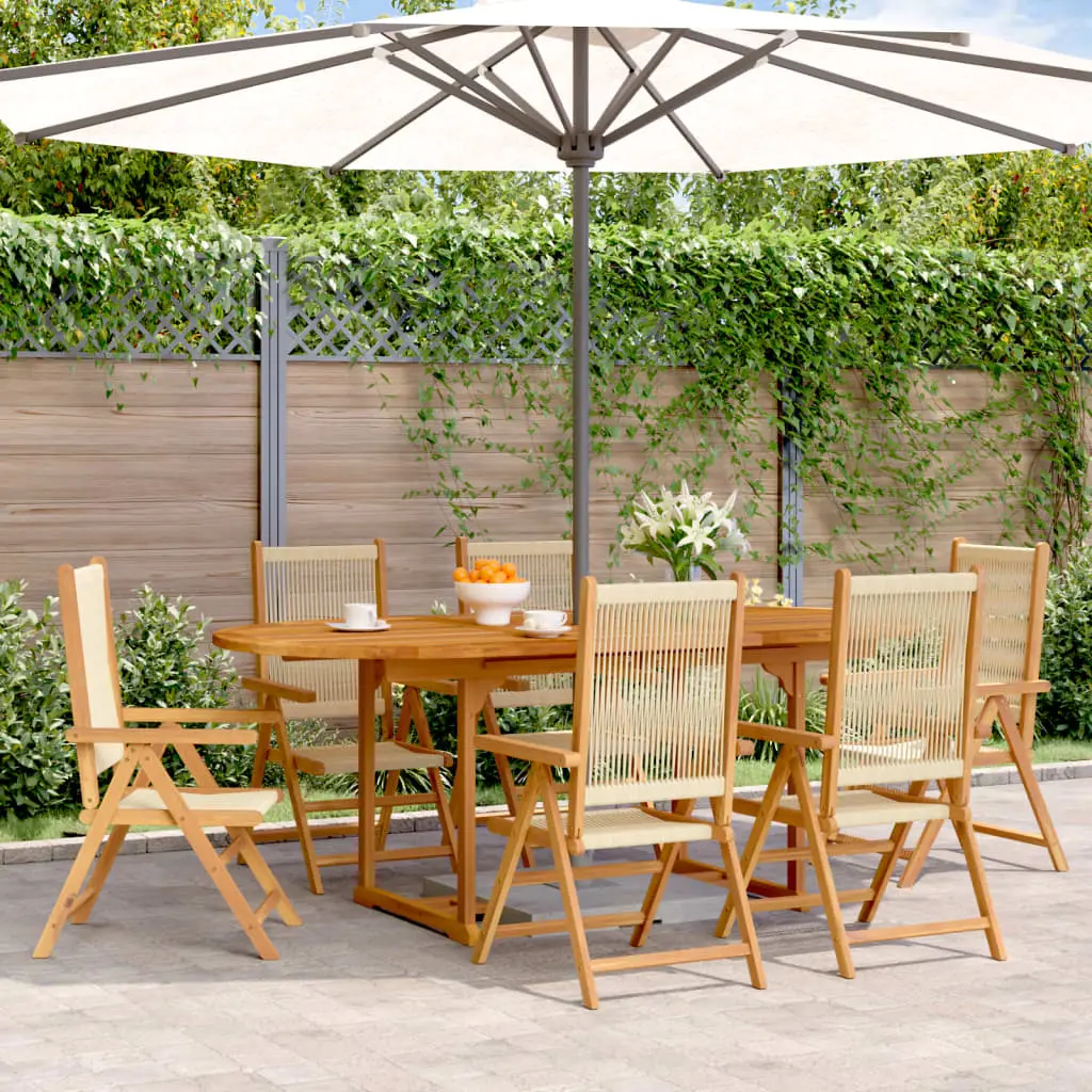 Ensemble à Manger de jardin 7pcs beige polypropylène et bois vidaXL 3281723