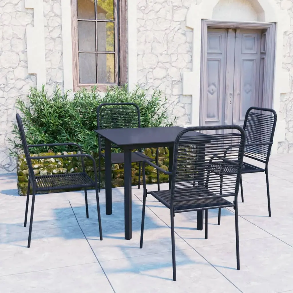 Ensemble à manger de jardin 5 pcs noir verre et acier vidaXL 3060208