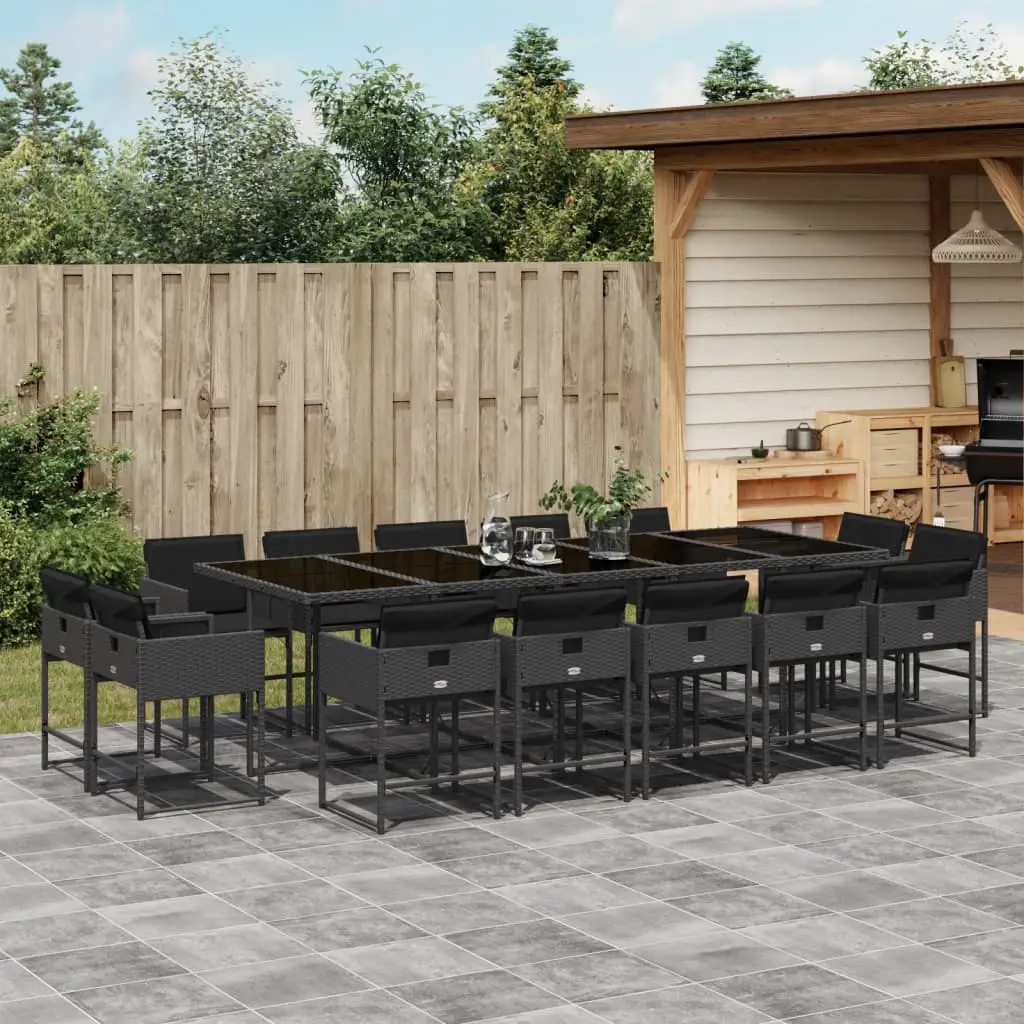 Ensemble à manger de jardin 15 pcs coussins noir résine tressée vidaXL 3211411