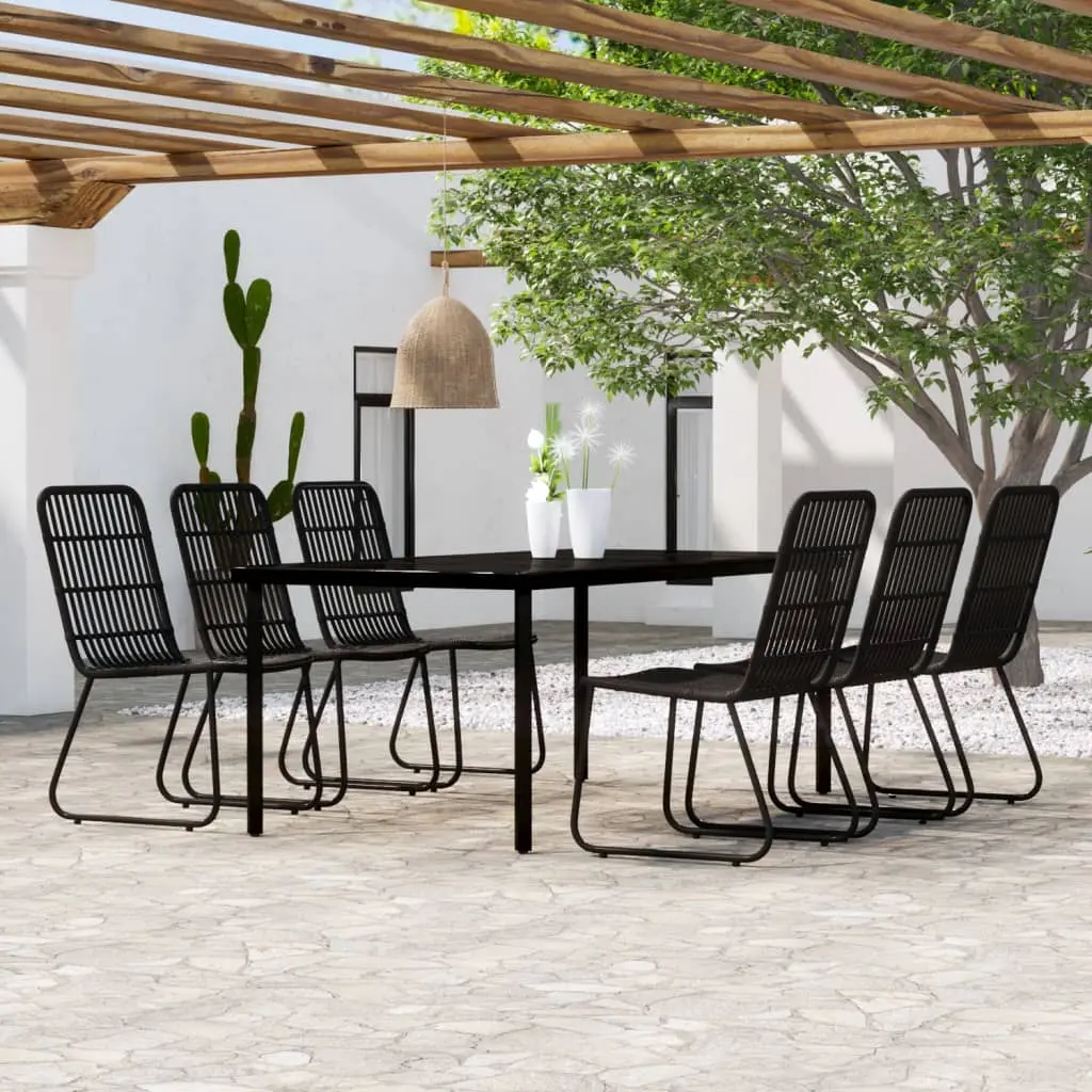 Ensemble à manger de jardin 7 pcs Noir vidaXL 3099171