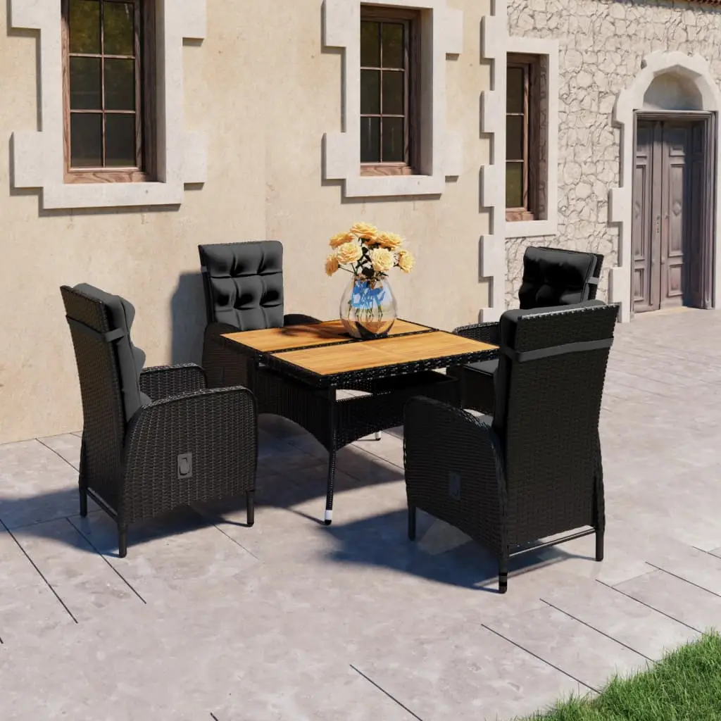 Ensemble à manger de jardin 5 pcs Résine tressée et acacia Noir vidaXL 3058529