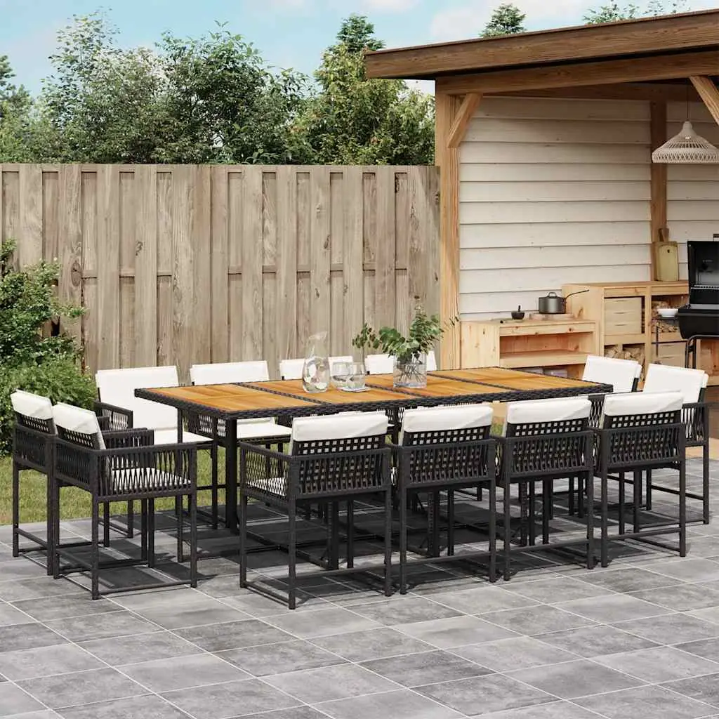 Ensemble à manger de jardin 13 pcs coussins noir résine tressée vidaXL 3211587