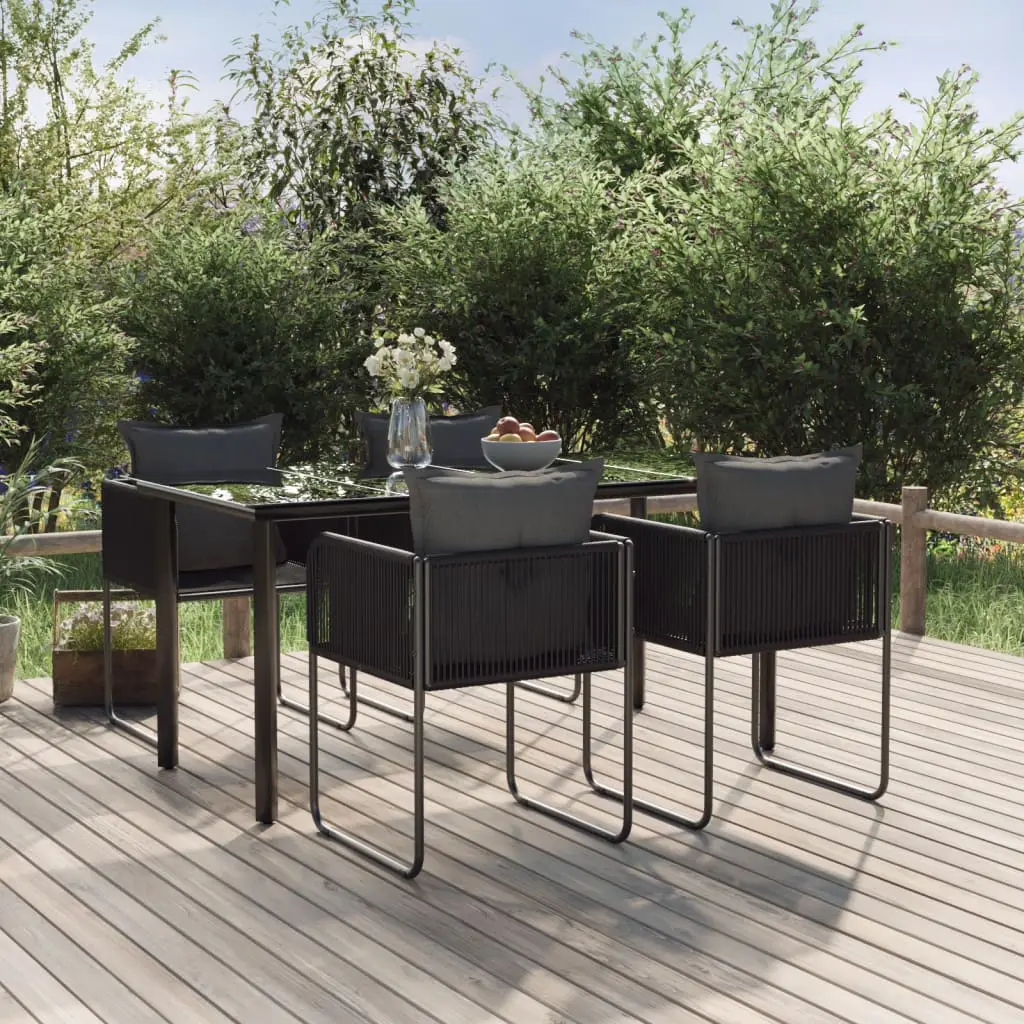 Ensemble à manger de jardin 5 pcs Noir vidaXL 3156496