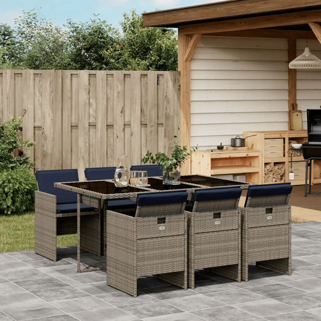 Ensemble à manger de jardin 7 pcs coussins gris résine tressée vidaXL 3277680