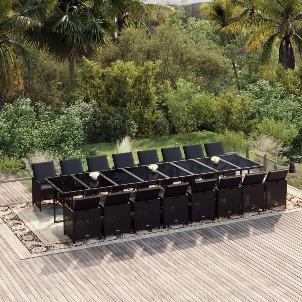 Ensemble à manger de jardin 17 pcs coussins noir résine tressée vidaXL 3095666