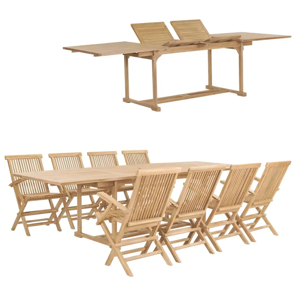 Ensemble à manger de jardin 9 pcs 180-280x100x75 cm Teck massif vidaXL 44680