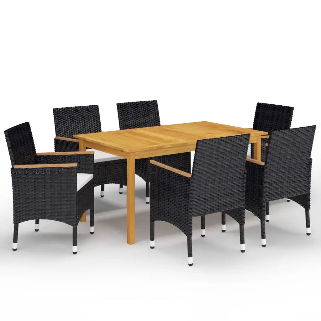 Ensemble à manger de jardin 7 pcs Noir vidaXL 3067771