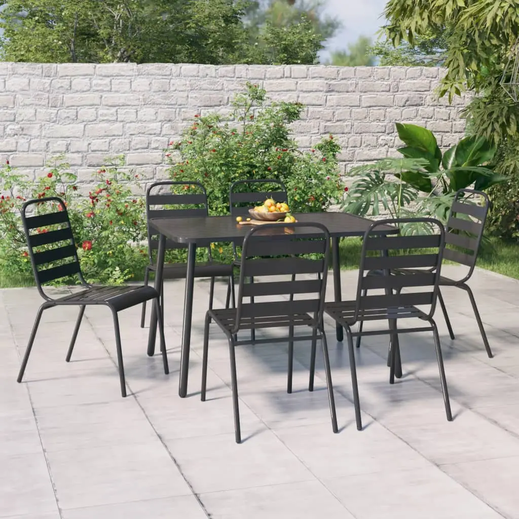 Ensemble à manger de jardin 7 pcs anthracite acier vidaXL 3187992