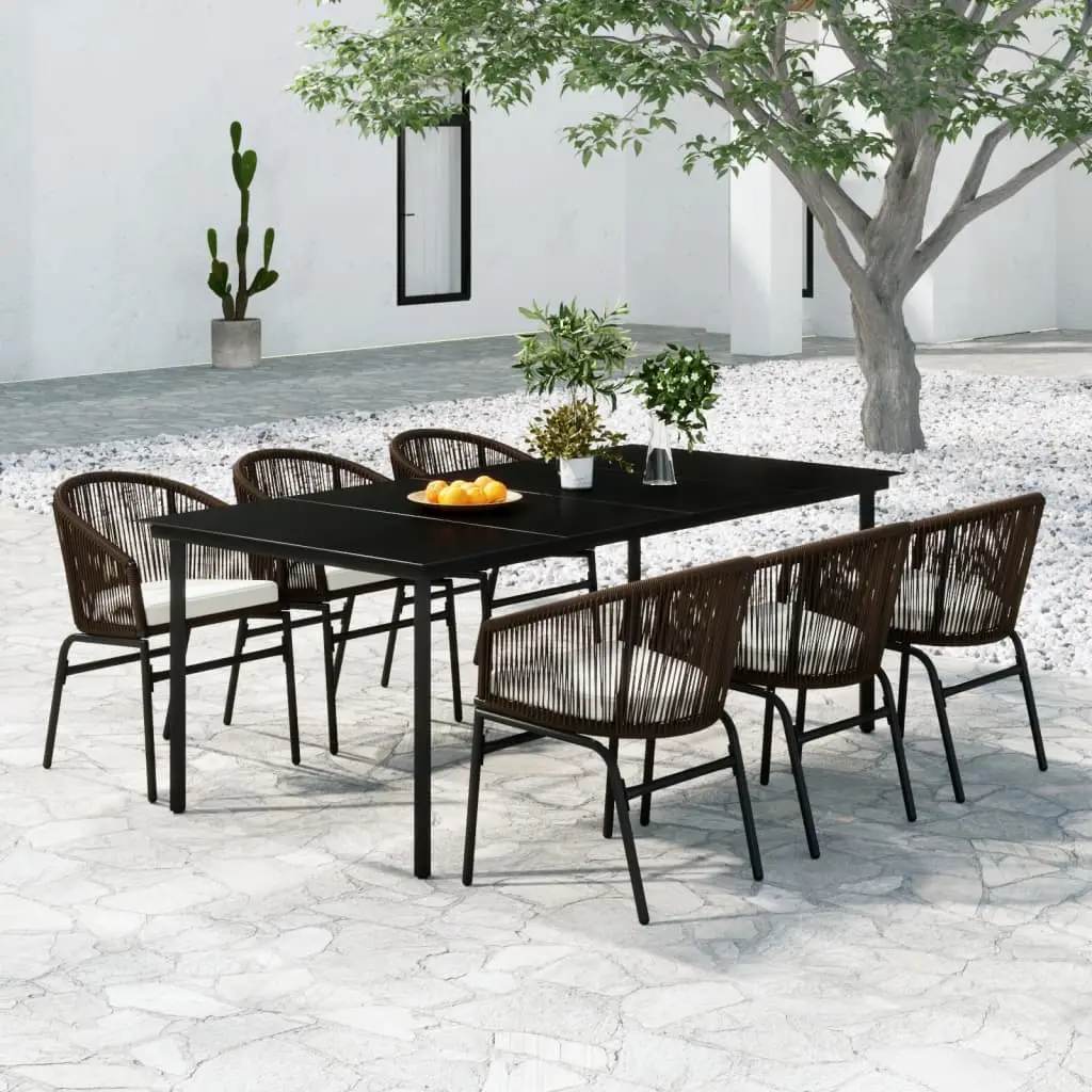 Ensemble à manger de jardin 7 pcs Marron vidaXL 3099231