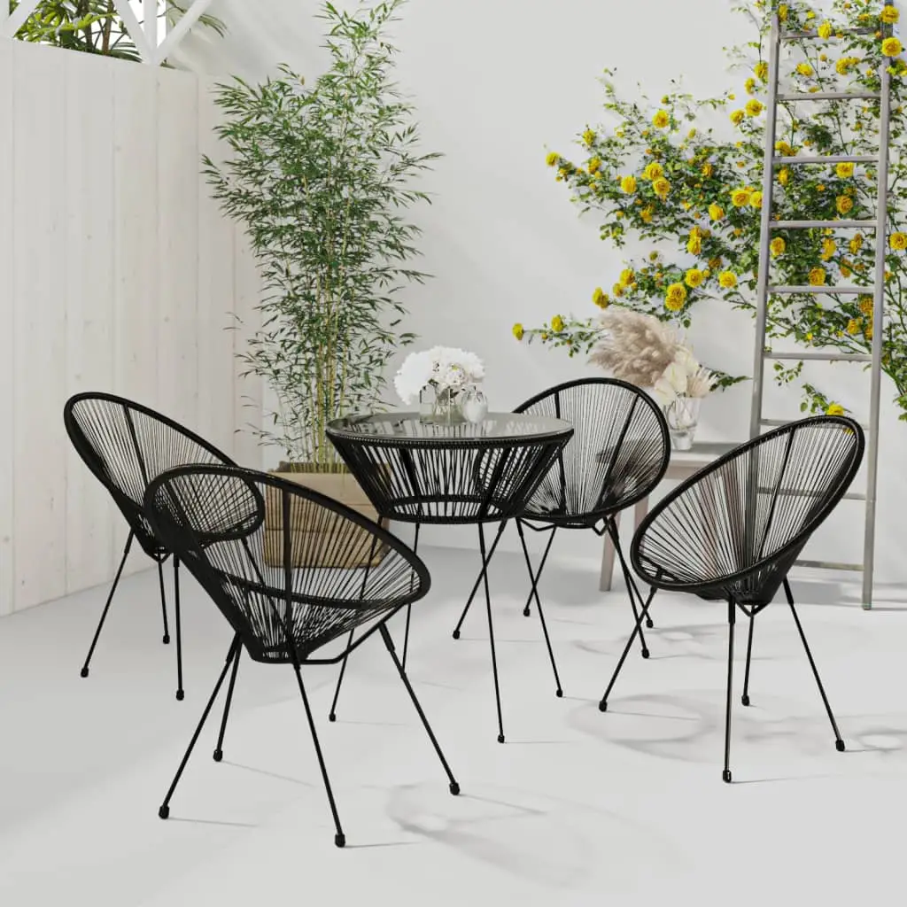Ensemble à manger de jardin 5 pcs Noir vidaXL 3085449