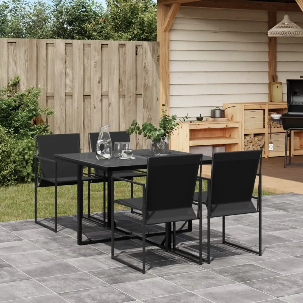 Ensemble à manger de jardin 5 pcs noir textilène vidaXL 3295118