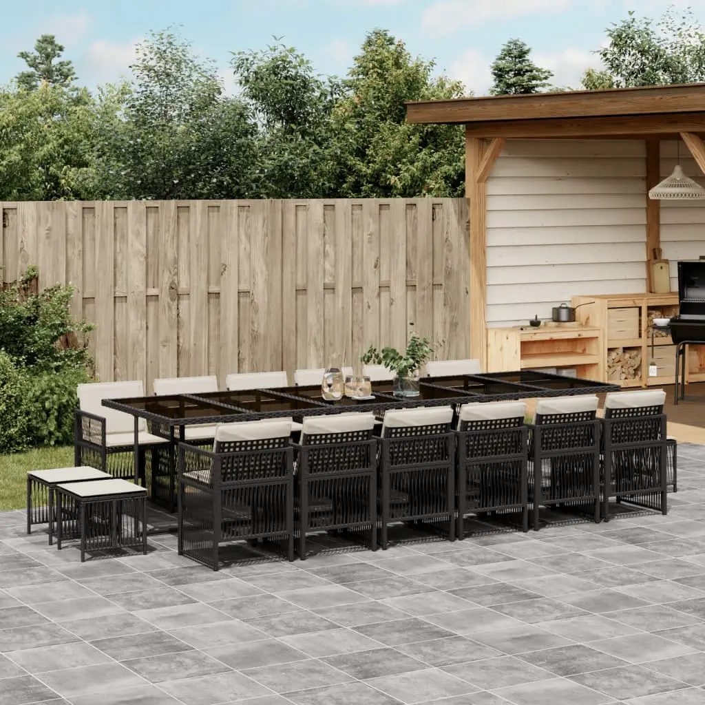 Ensemble à manger de jardin 17 pcs coussins noir résine tressée vidaXL 3211002