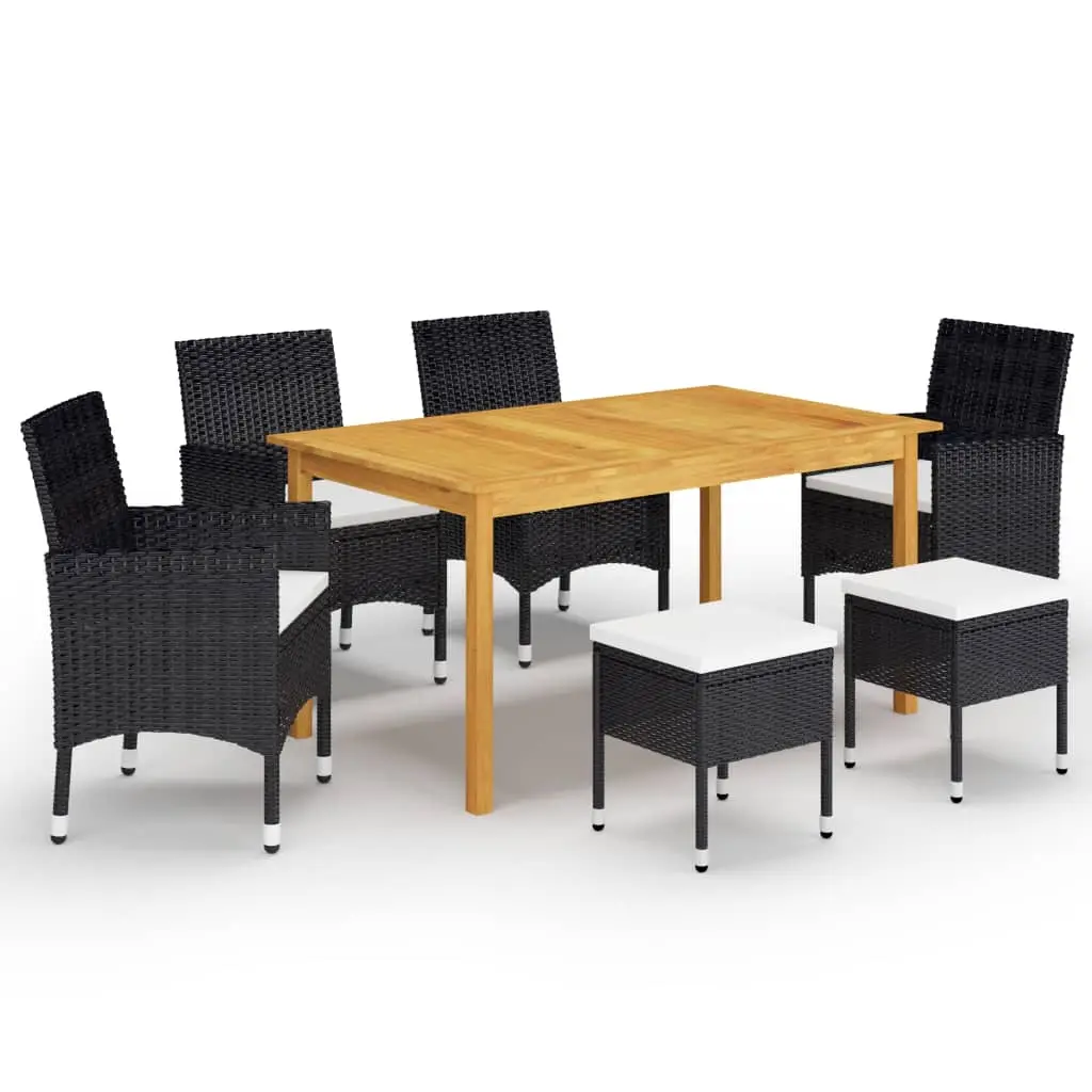 Ensemble à manger de jardin 7 pcs Noir vidaXL 3067777