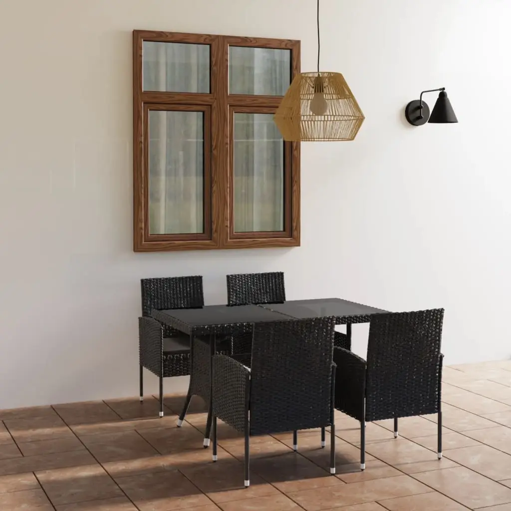 Ensemble à manger de jardin 5 pcs Résine tressée Noir vidaXL 3059417