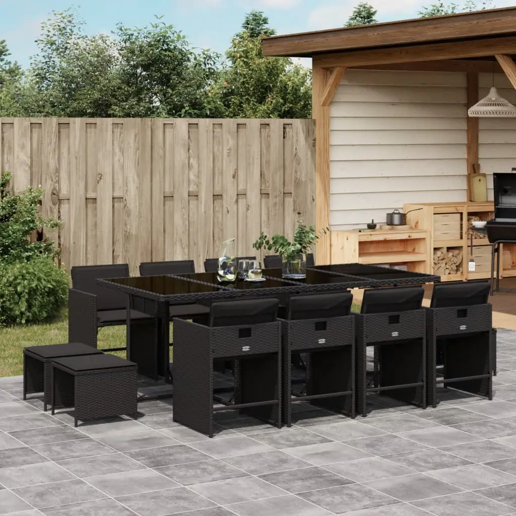 Ensemble à manger de jardin 13 pcs coussins noir résine tressée vidaXL 3277926