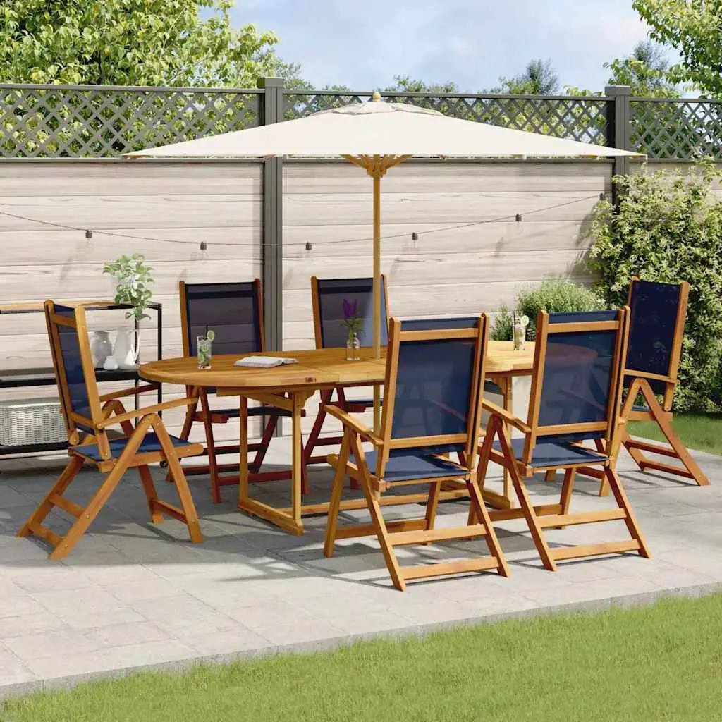 Ensemble à Manger de jardin 7pcs bois d’acacia solide textilène vidaXL 3279304