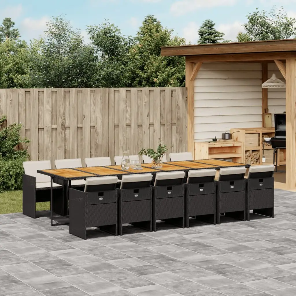 Ensemble à manger de jardin 13 pcs coussins noir résine tressée vidaXL 3277718