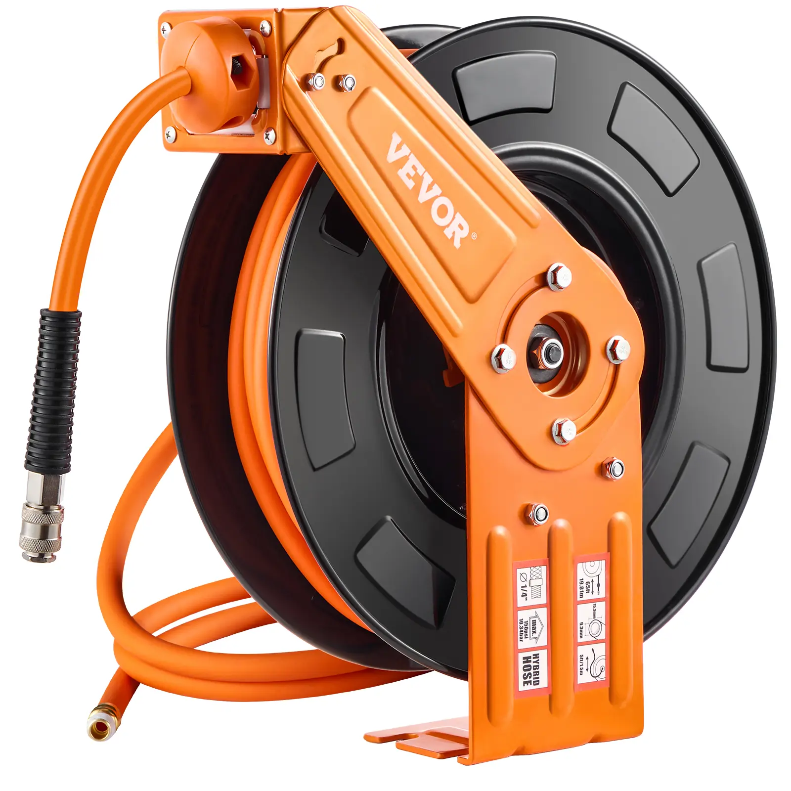 VEVOR Enrouleur tuyau air comprimé, 9,53 mm x 19,81 m. Rembobinage auto.