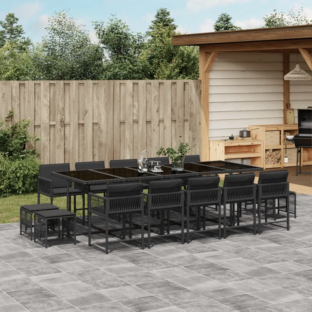 Ensemble à manger de jardin 15 pcs coussins noir résine tressée vidaXL 3211531