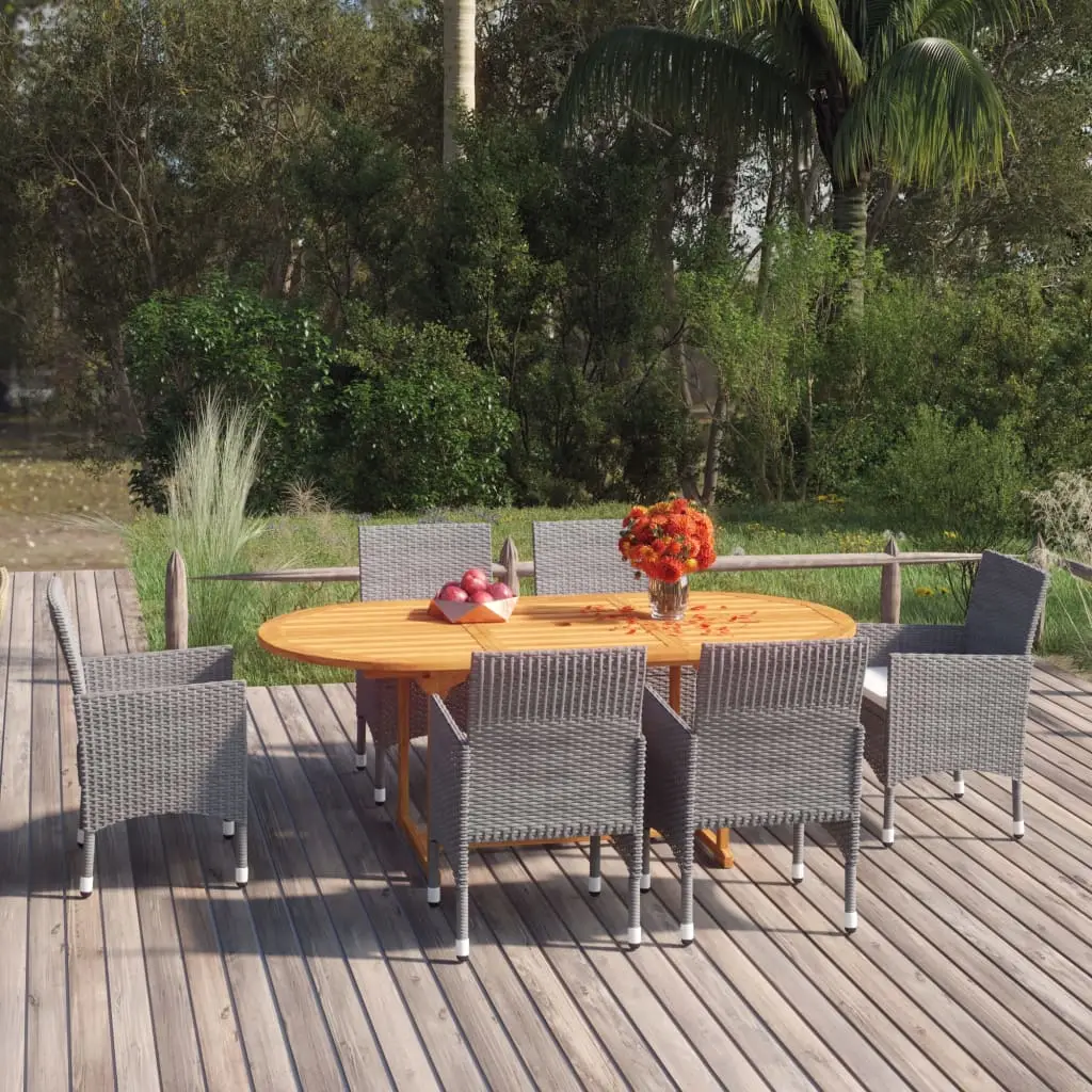 Ensemble à manger de jardin 7 pcs Résine tressée Gris vidaXL 3070752
