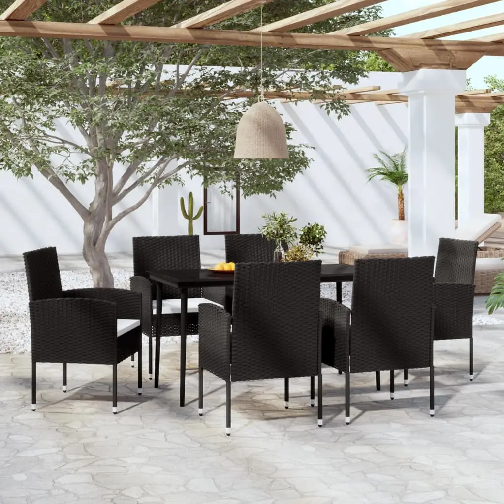 Ensemble à manger de jardin 7 pcs Noir vidaXL 3099622