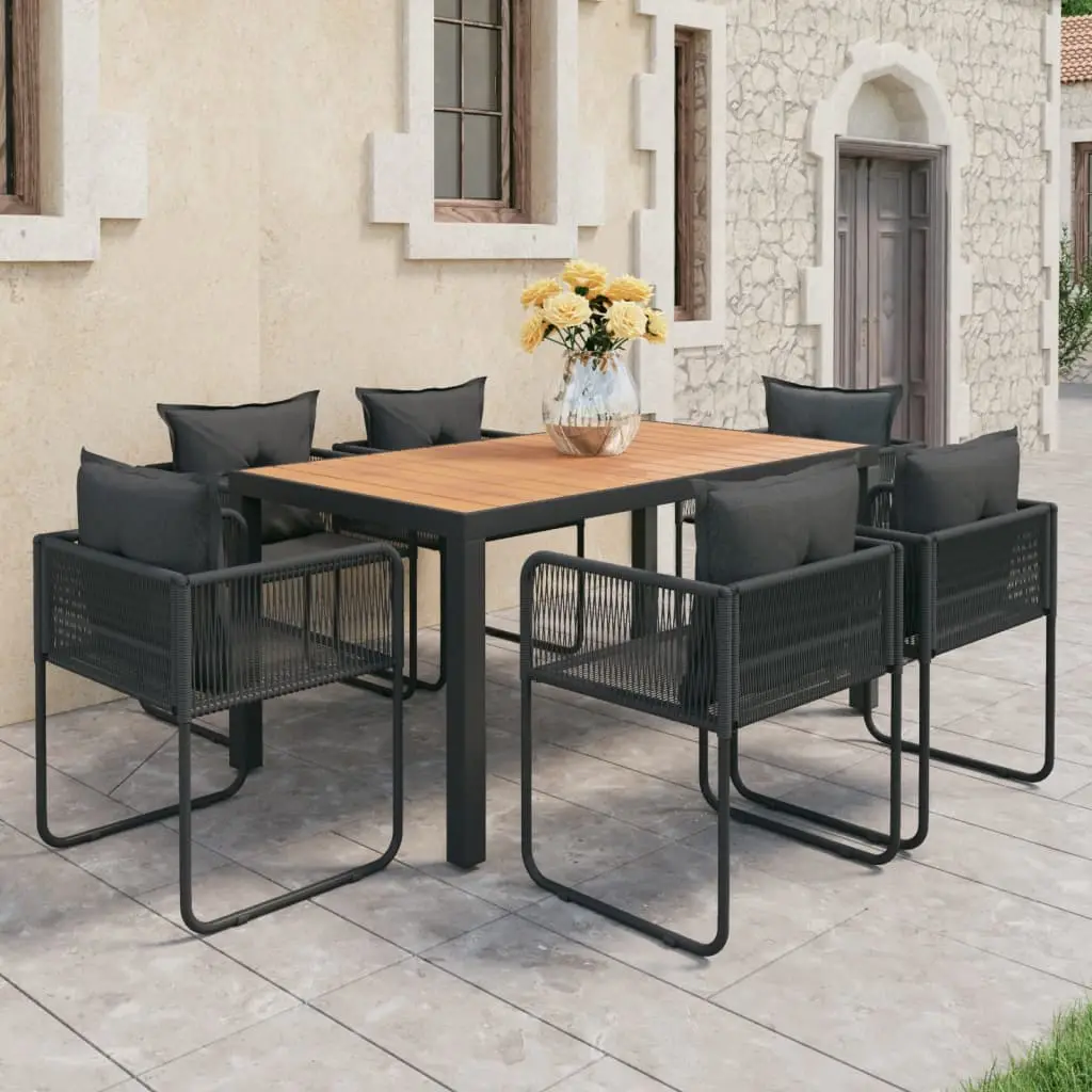 Ensemble à Manger de jardin 7pcs PVC résine tressée noir marron vidaXL 3060109