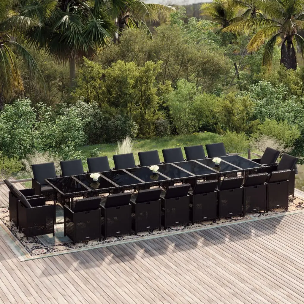 Ensemble à manger de jardin 21pcs coussins noir résine tressée vidaXL 3095668