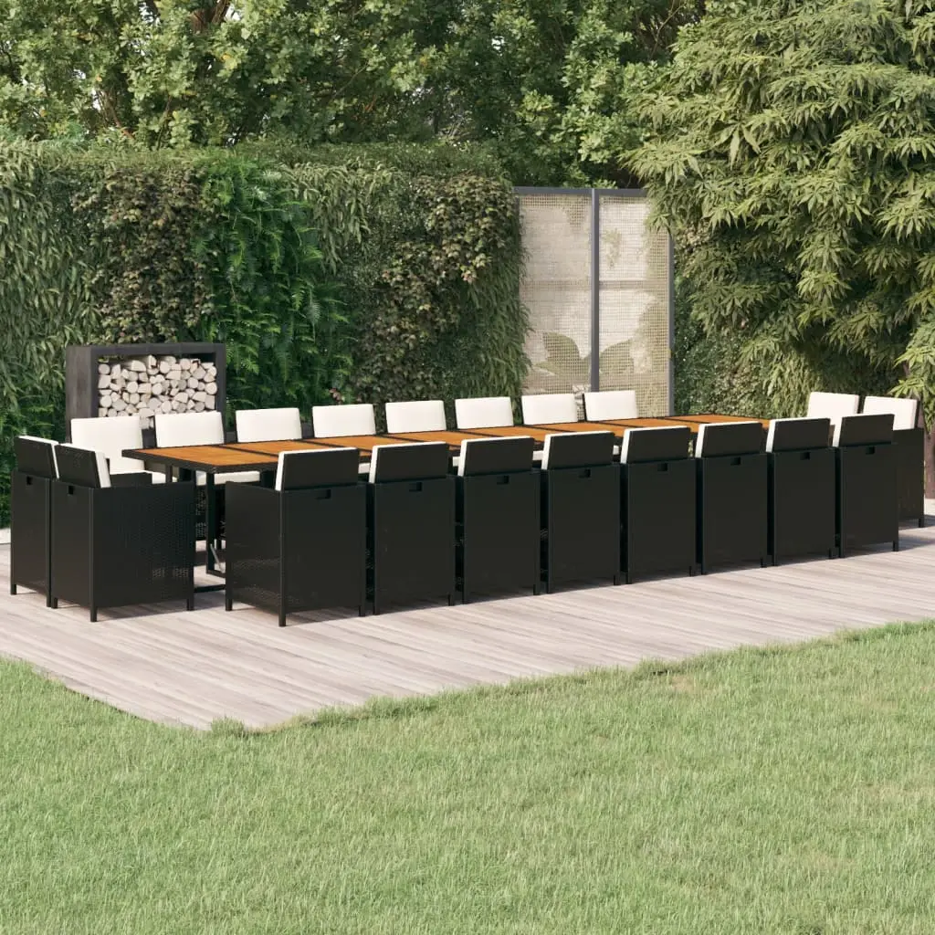 Ensemble à manger de jardin 21pcs coussins noir résine tressée vidaXL 3095682