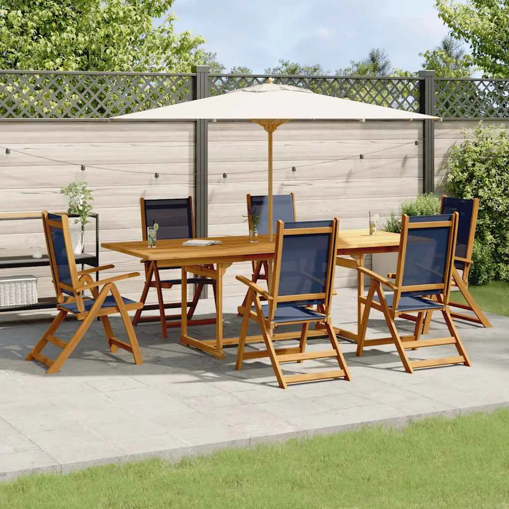 Ensemble à Manger de jardin 7pcs bois d’acacia solide textilène vidaXL 3279306