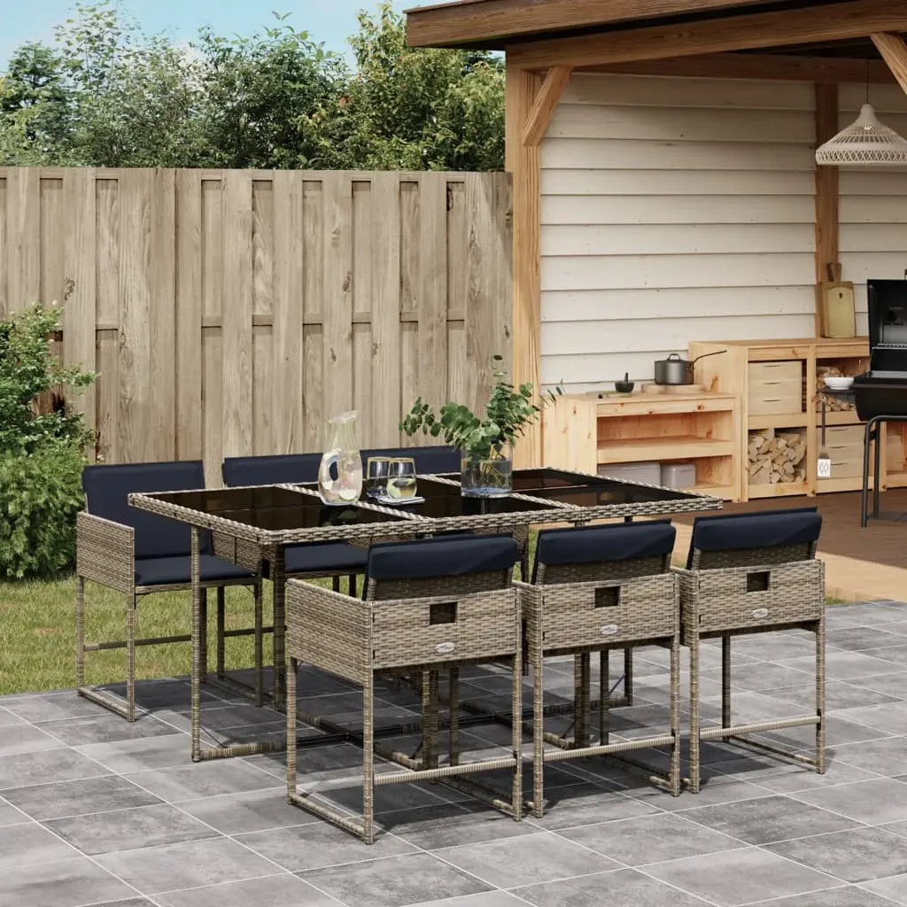 Ensemble à manger de jardin 7 pcs coussins gris résine tressée vidaXL 3278040